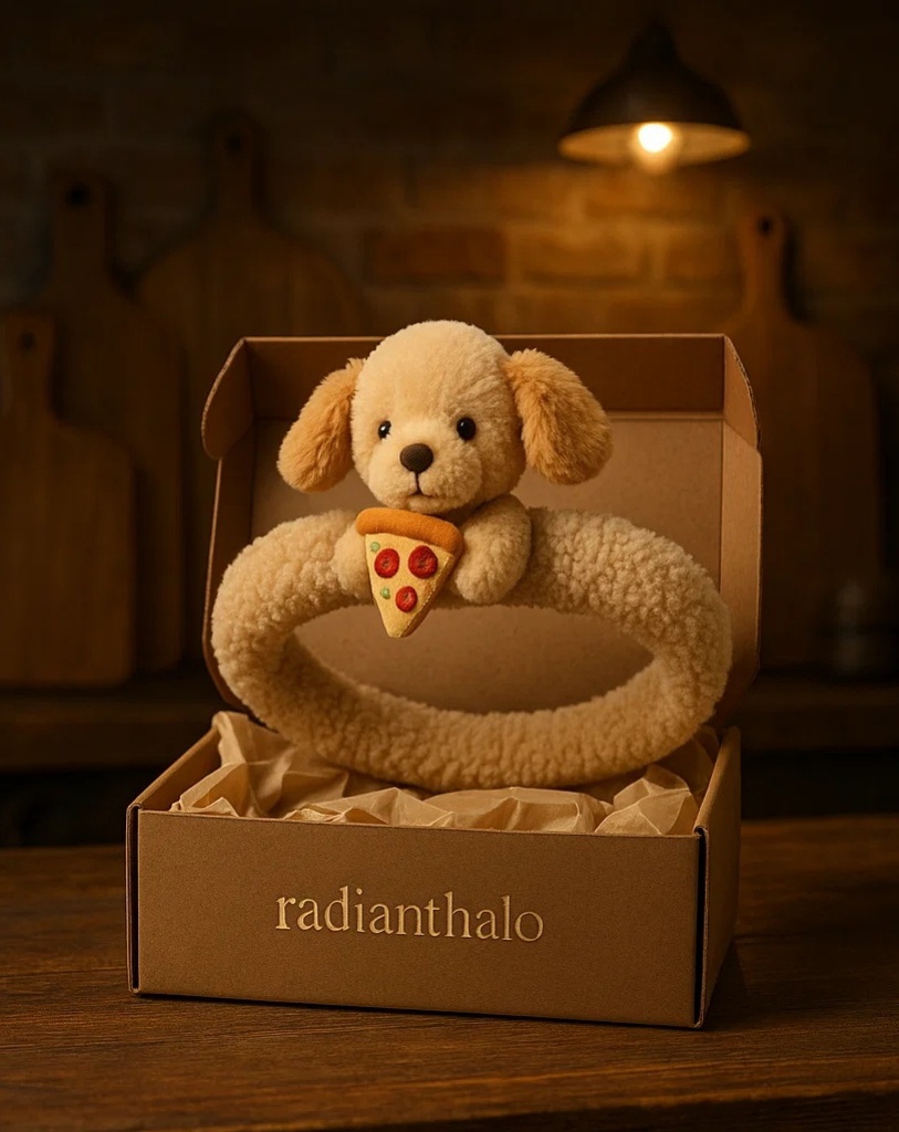 Dog and Pizza-Themed Soft Baby Headband for Fun Photoshoots