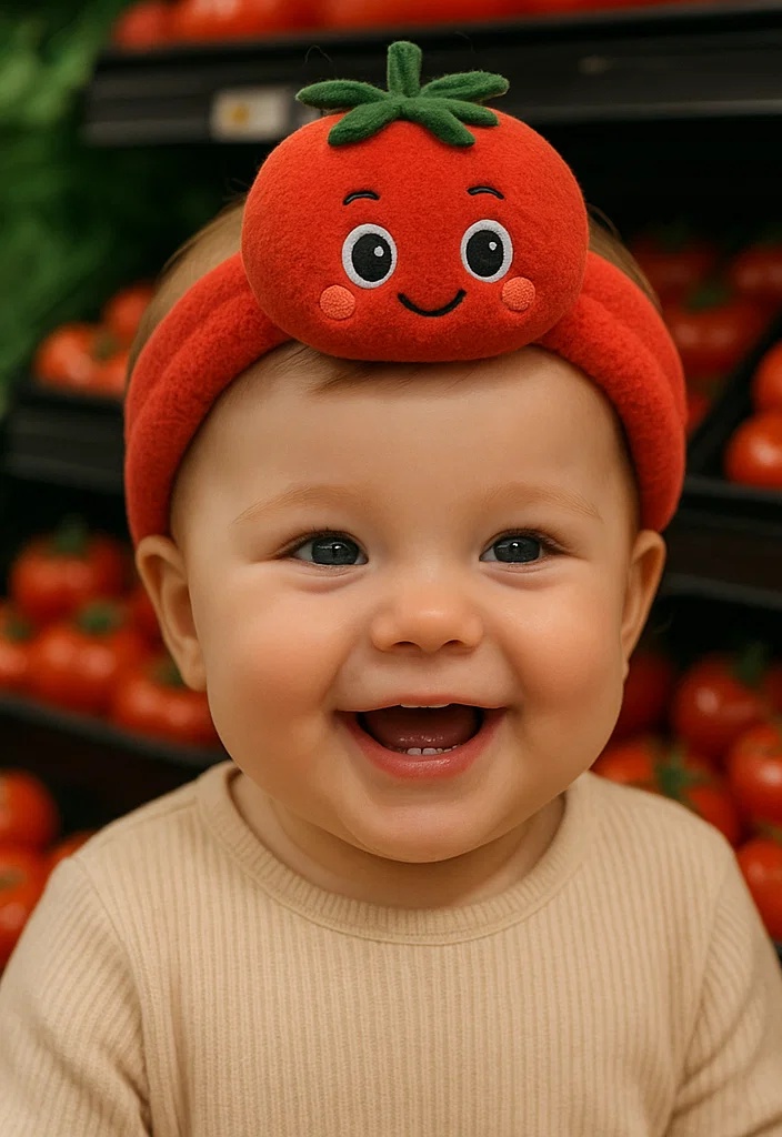 Red Tomato Plush Baby Headband for Adorable Photography