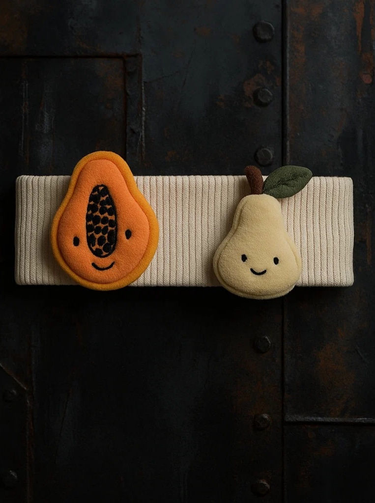 Fruity Baby Headband with Pear and Papaya Designs