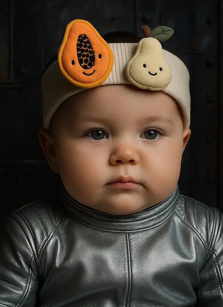 Fruity Baby Headband with Pear and Papaya Designs