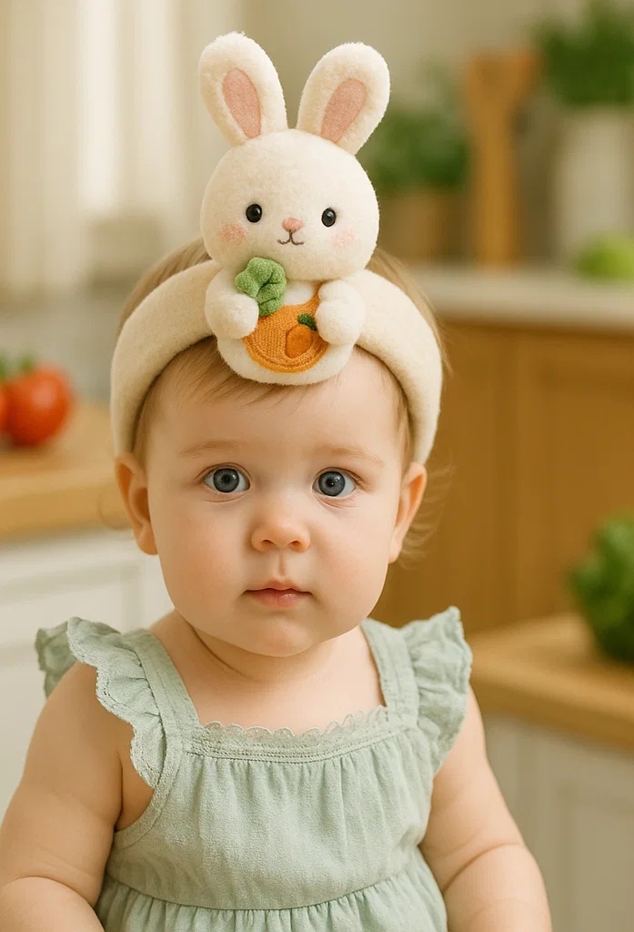 Adorable Bunny Baby Headband with Carrot Design