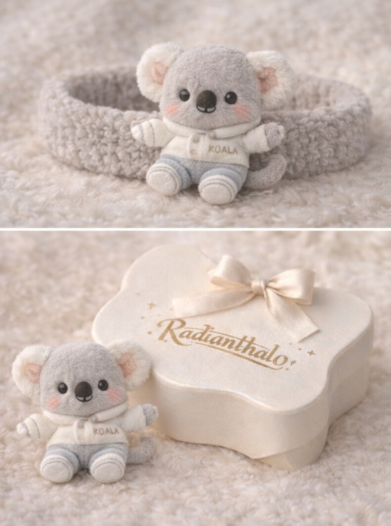Koala Baby Headband with Soft Gray Fleece and Plush Toy