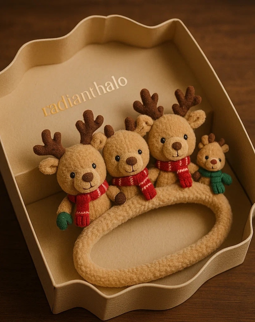 Festive Family Reindeer Baby Headband with Holiday Accessories – Perfect for Christmas Photoshoots