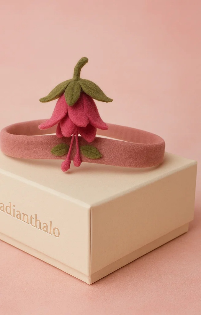 Cinta para el cabello de bebé con dos flores – Estilo de cuento rosa