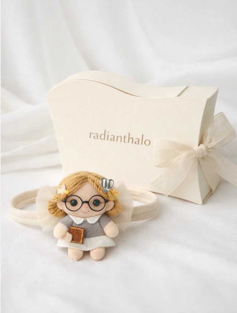 Mini Librarian Baby Headband – Plush Bookworm Girl Design