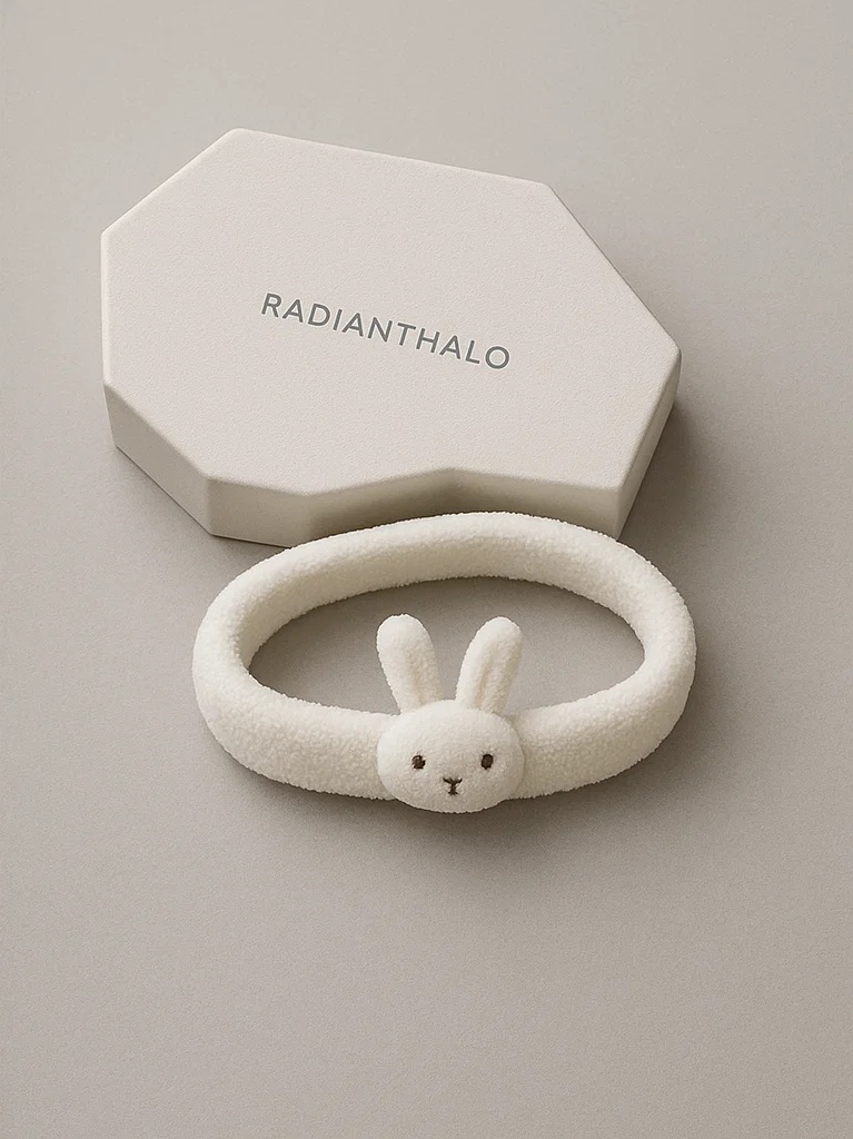 Fluffy Bunny Baby Headband – White Plush Rabbit Ears