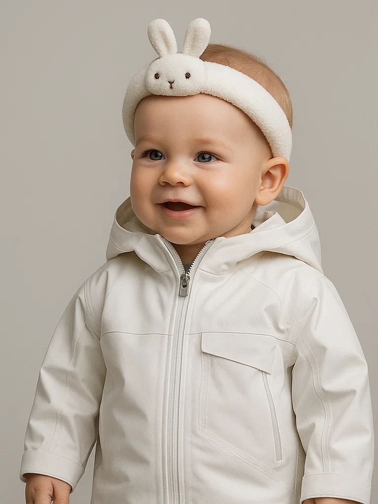Fluffy Bunny Baby Headband – White Plush Rabbit Ears