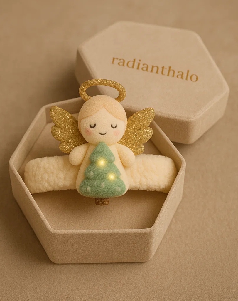 Sleeping Angel Baby Headband with Glowing Tree – Soft and Serene Holiday Gift