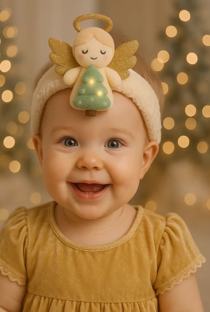 Sleeping Angel Baby Headband with Glowing Tree – Soft and Serene Holiday Gift