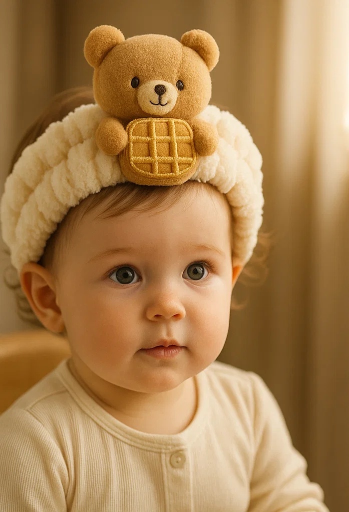 Süßes Baby-Haarband mit Teddy und Waffel: Beliebte Wahl bei B2B-Kunden