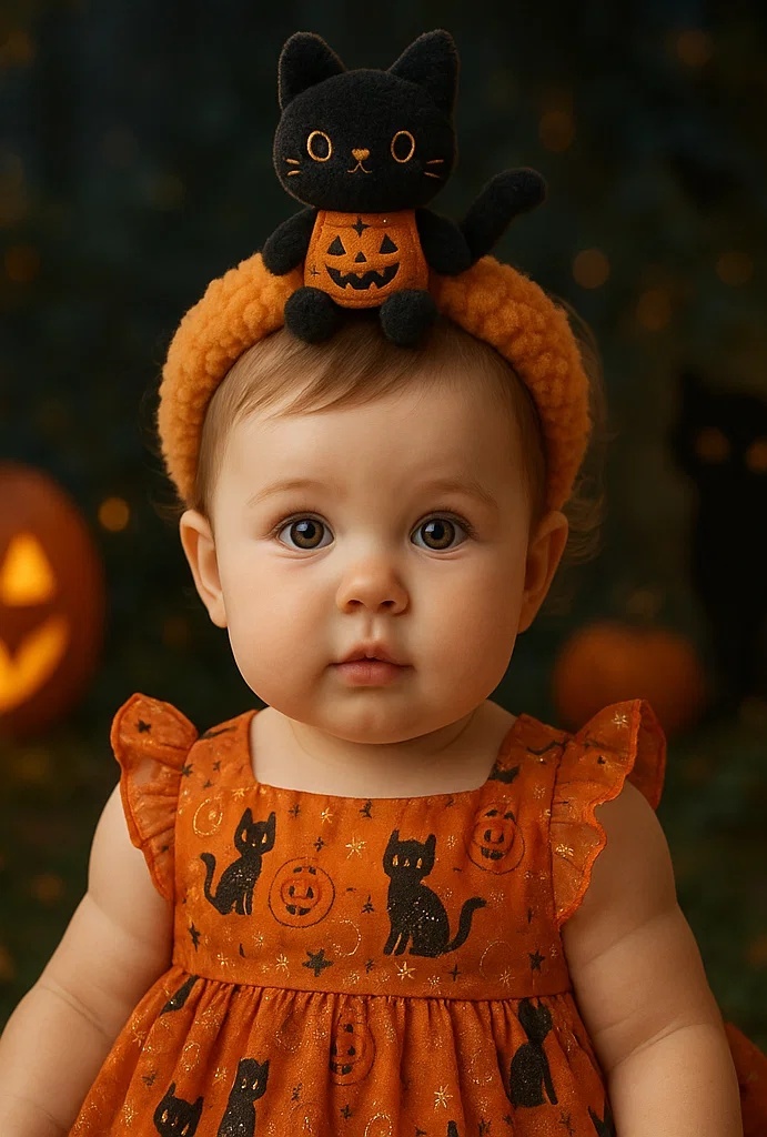 Soft Plush Black Cat Baby Headband – Perfect for Halloween & Photoshoots