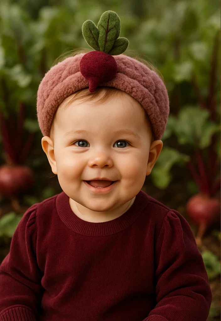 Plush Baby Headbands with Beetroot Embellishments for Gift Packaging