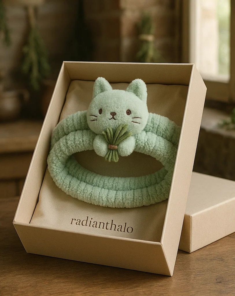 Plush Cat Baby Headband – Soft Fleece with 3D Animal Toy for Infant Photography and Retail Display