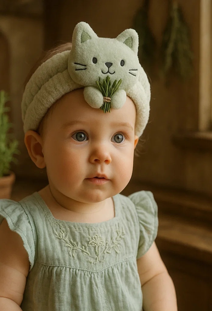 Soft Baby Headband with Removable Cat Embellishment for Cute and Comfortable Photos
