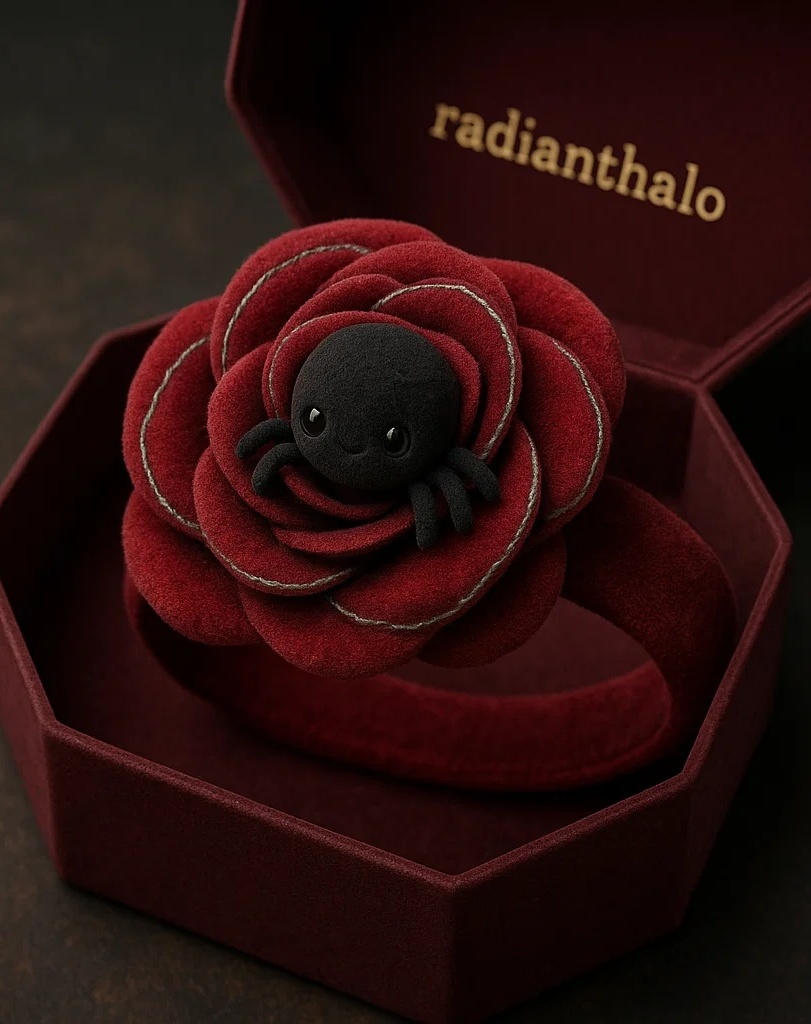 Red Rose Spider Plush Baby Headband – Unique & Playful Infant Accessory