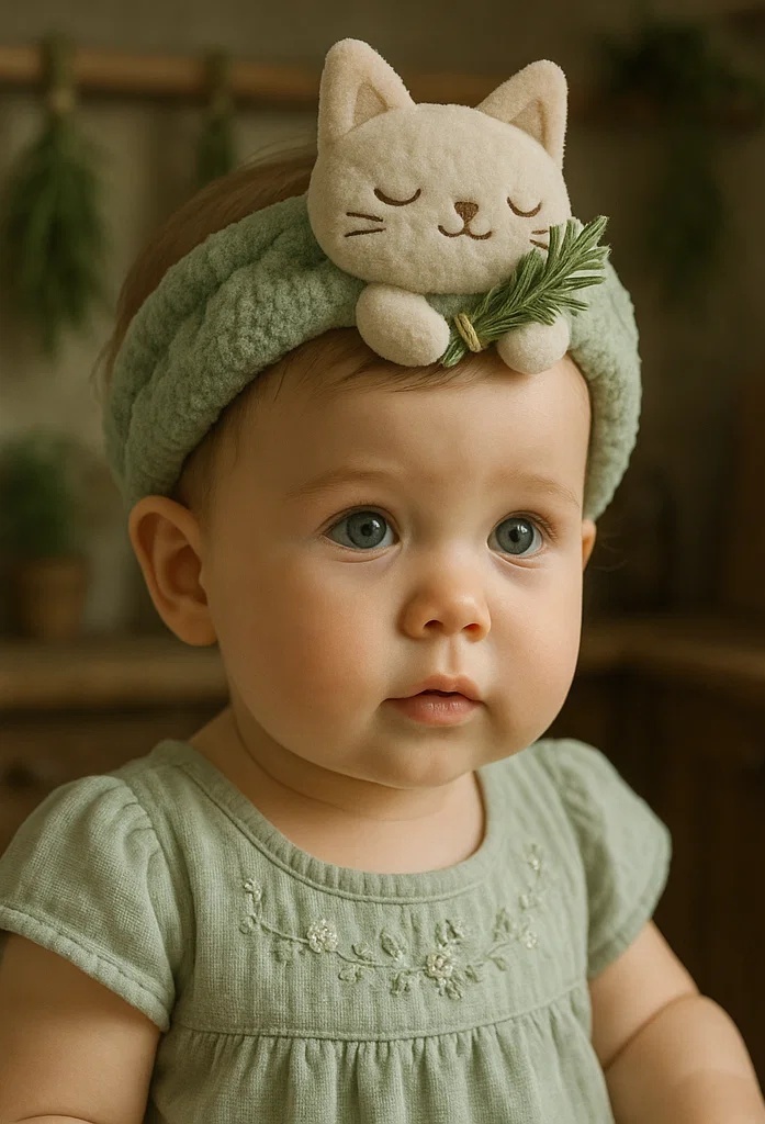 Charming Baby Headband with Removable Cat Design for Stylish Baby Photos