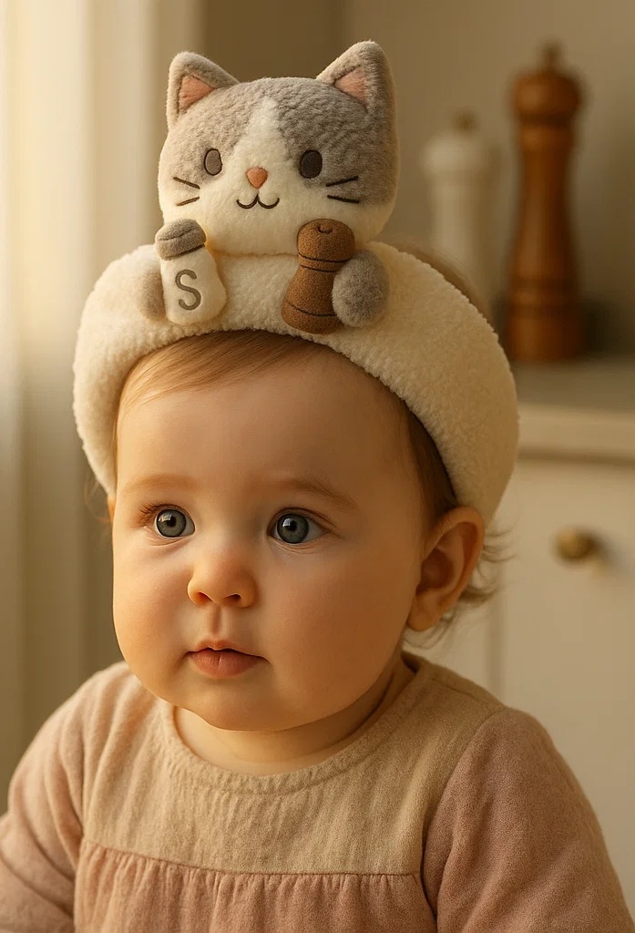 Adorable Cat-Themed Baby Headband with Salt and Pepper Shakers