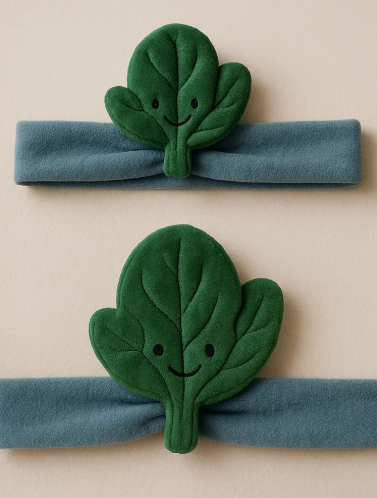 Spinach Baby Headband with Cute Green Leaves