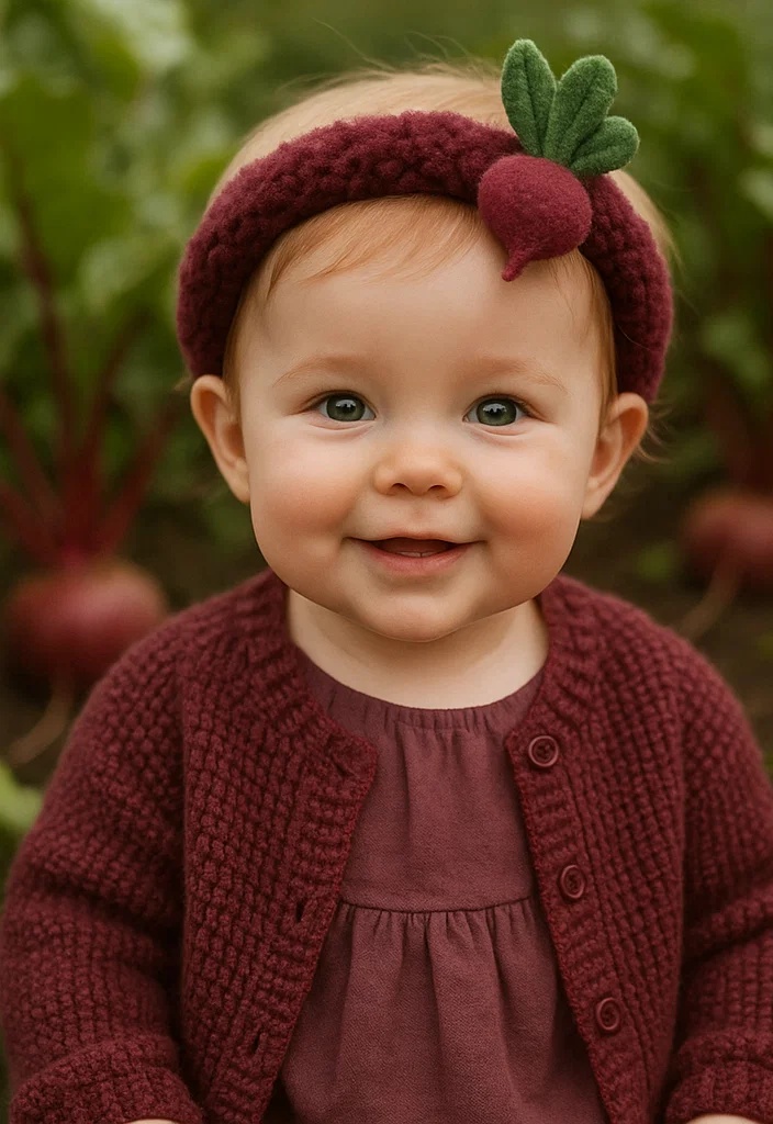 Soft Baby Headbands with Beetroot Design for Farm-Themed Collections