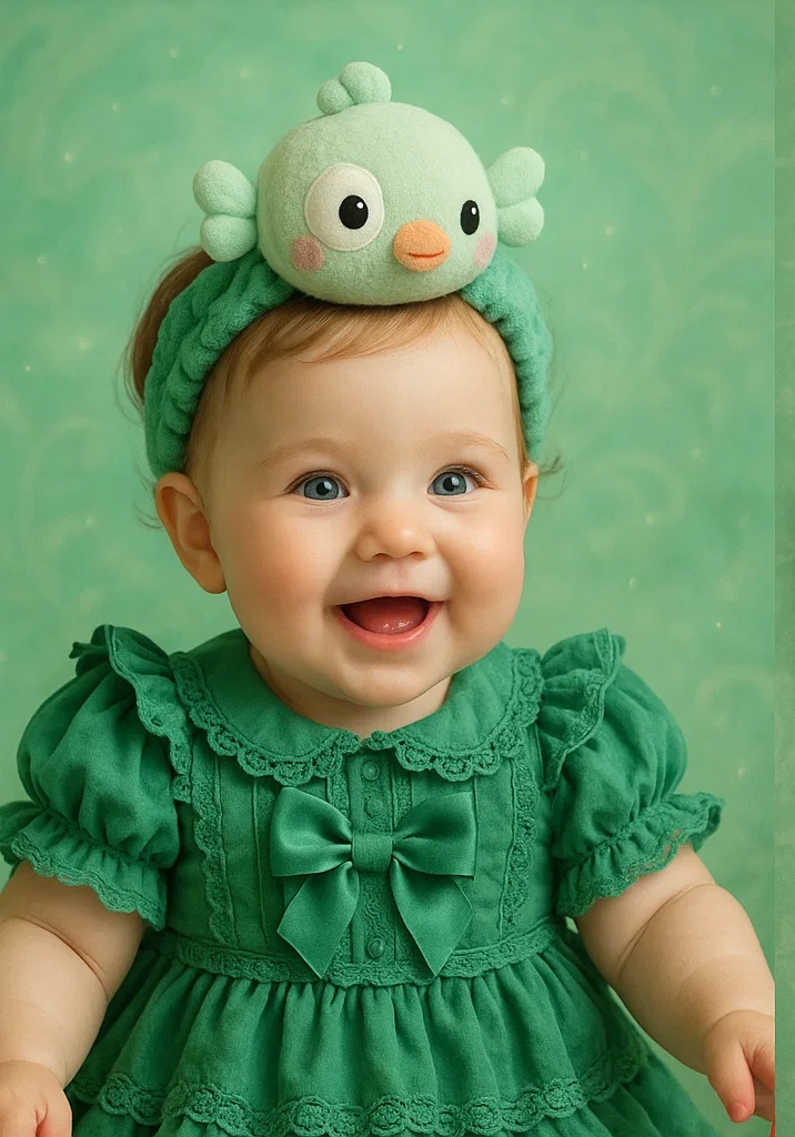 Bird-Themed Baby Headband (Green)