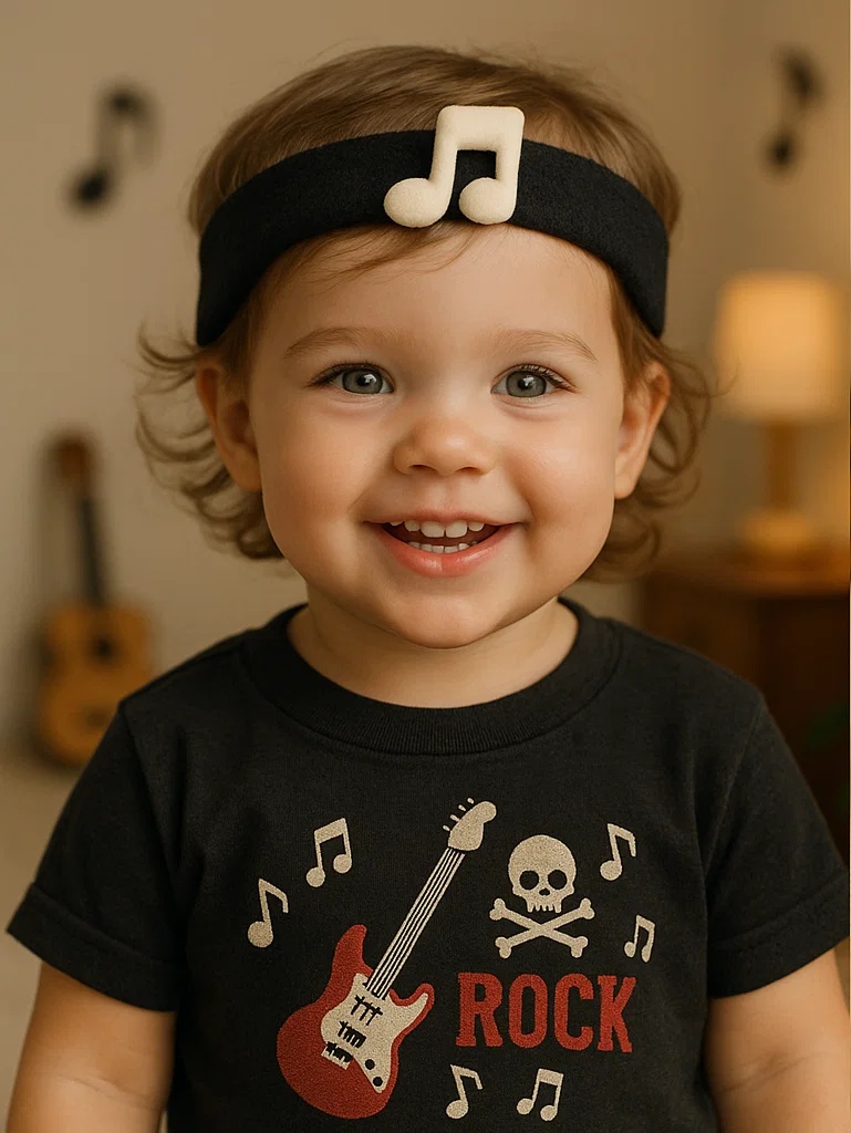 Bandeau bébé note de musique – accessoire tendance pour photos et cadeaux