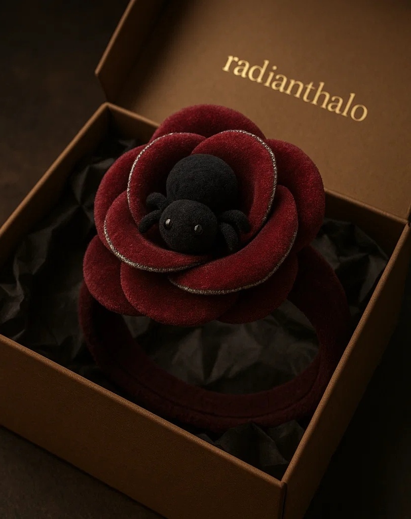 Burgundy Rose Spider Plush Baby Headband – Premium Quality for Wholesale