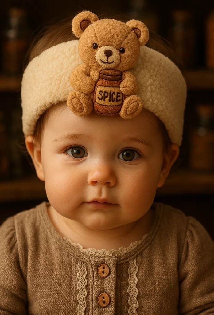 Soft Bear Baby Headband with Spice Jar Decoration