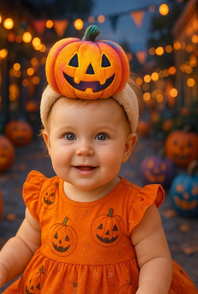 Pumpkin Plush Baby Headband – Soft & Comfortable for Infant Photography