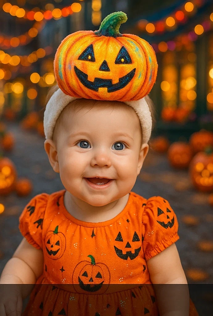 Halloween Pumpkin Baby Headband – Adorable & Safe for Infants