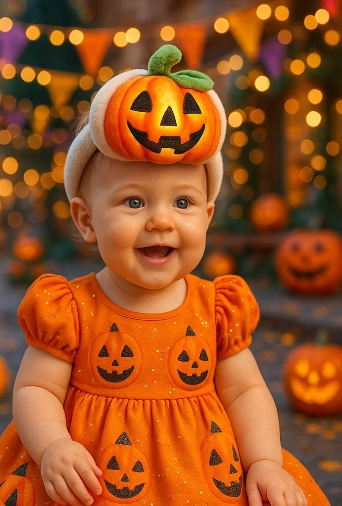 Halloween Pumpkin Baby Headband – Premium Plush for Wholesale