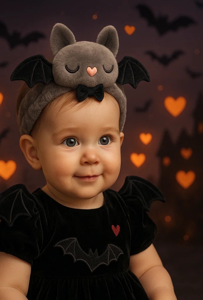 Gray Bat Plush Baby Headband – Soft & Cute for Infant Gifting
