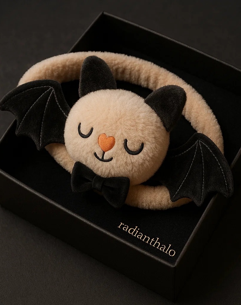Beige Bat Plush Baby Headband – Cute & Safe for Infants