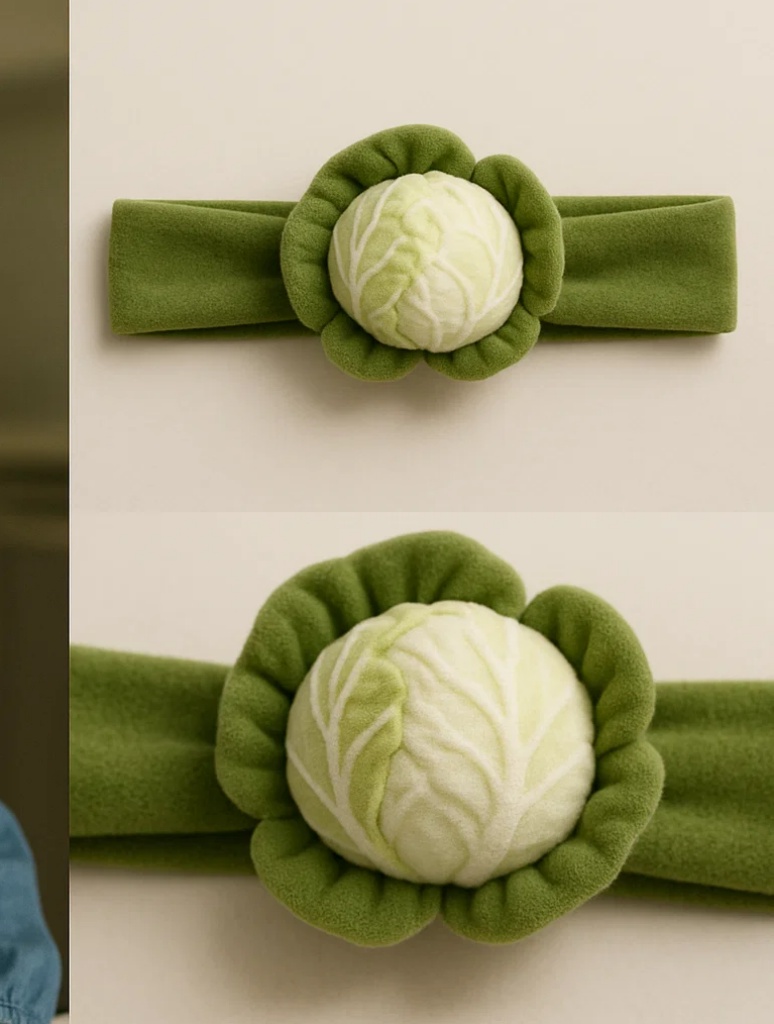 Cabbage Baby Headband with a Smiling Face