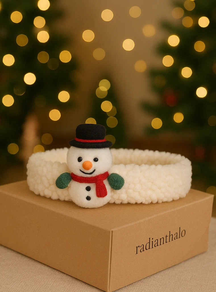 Winterliches Stirnband für Babys mit Schneemann und Bär – Niedlich und warm für Fotos