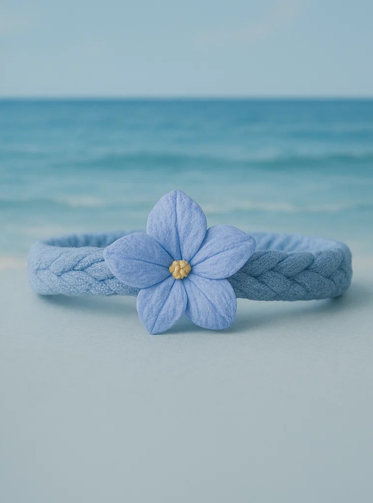 Soft Baby Headband with Blue Flower for Playful Moments