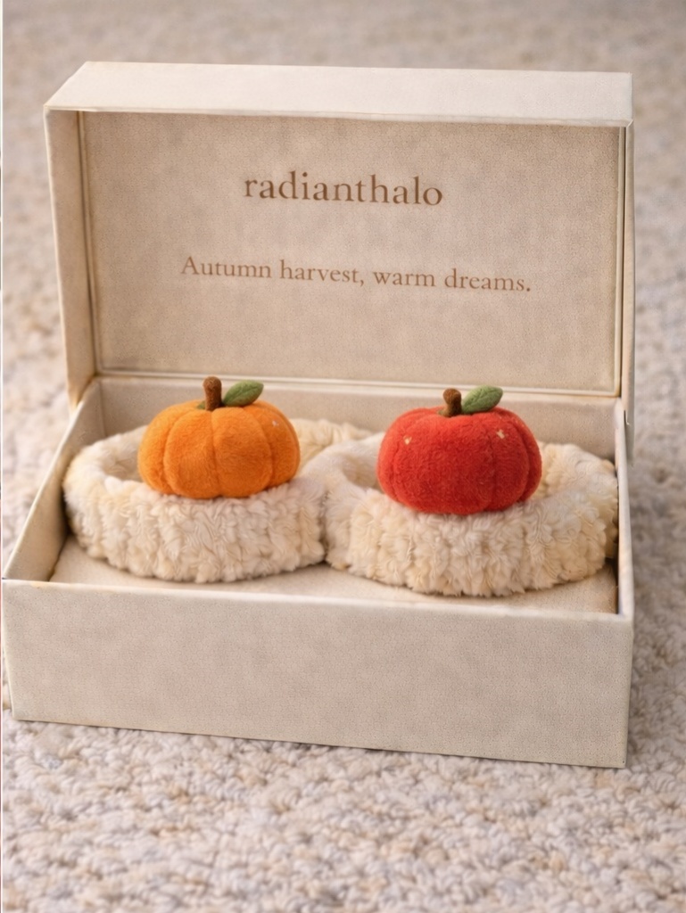 3D Plush Pumpkin Baby Headband – Soft Fall Newborn Photoshoot Prop (Orange)