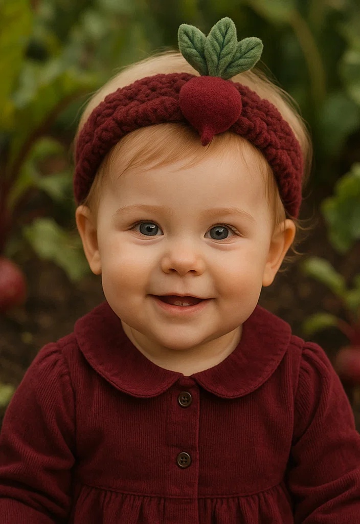 Handmade Baby Headbands with Beetroot Motif for Premium Retail