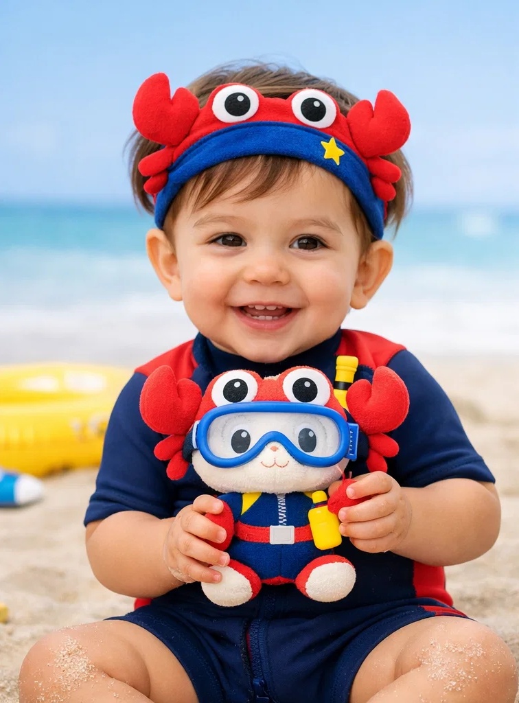 Crab Style Baby Headband and Plush Toy Set