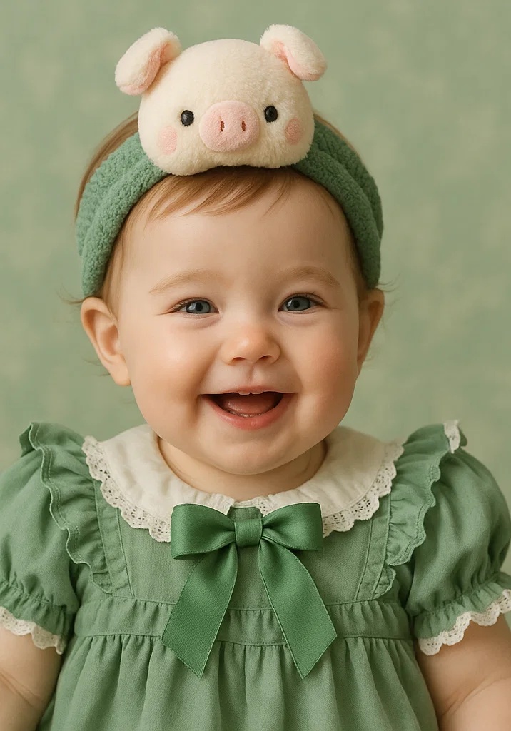 Pig-Themed Baby Headband (Green)