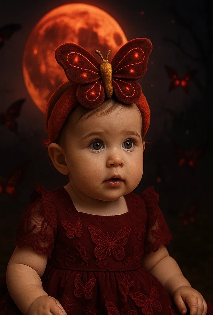 Glowing Red Butterfly Baby Headband – Perfect for Photoshoots & Special Events