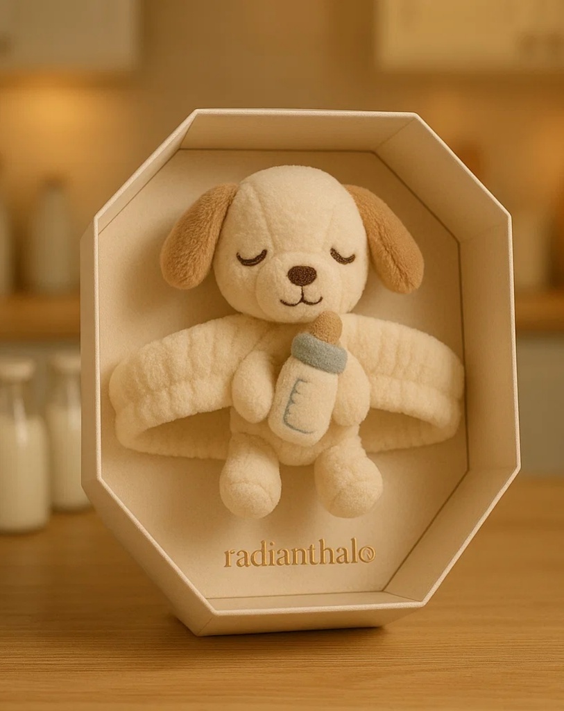 Soft Baby Headband Featuring Sweet Dog Design with Milk Bottle