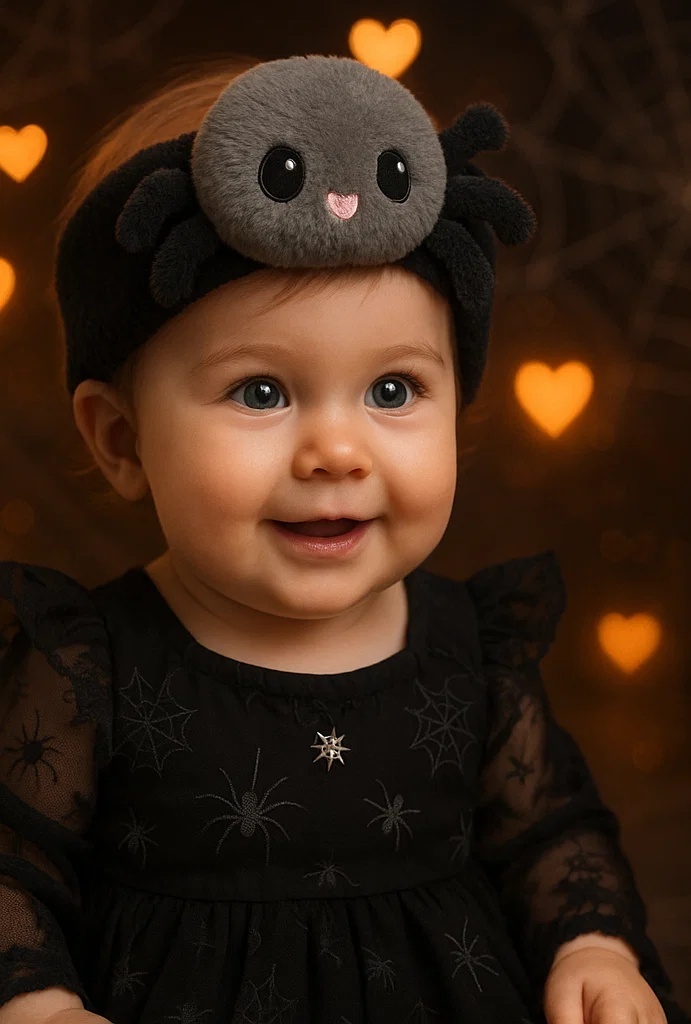 Plush Spider Baby Headband – Adorable Design for Halloween & Photoshoots