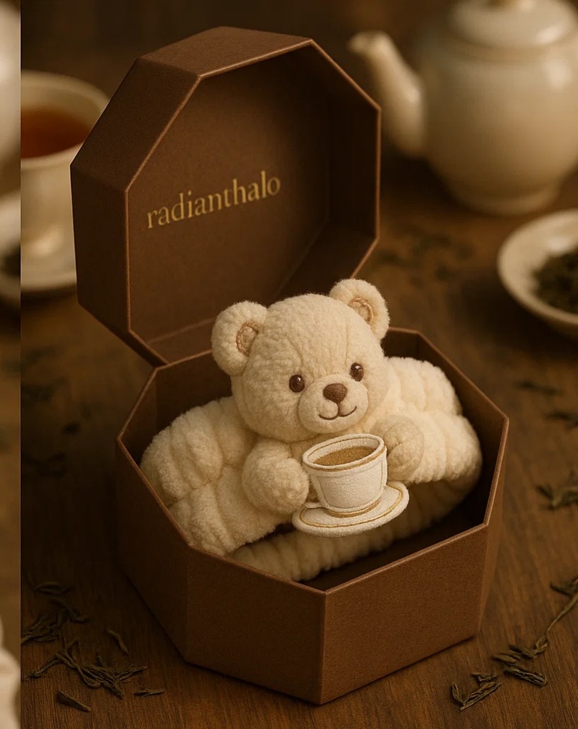 Bear Baby Headband with Tea Cup – Soft Plush Design