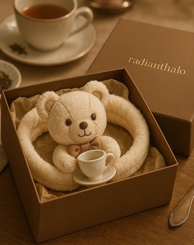 Cozy Bear Headband for Babies with Mini Teacup – Ideal for Photo Props