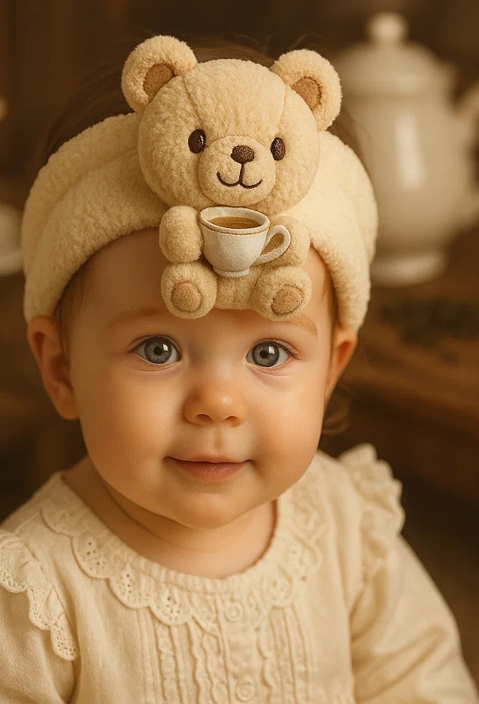 Smiling Bear Plush Headband for Newborns – Adorable and Soft