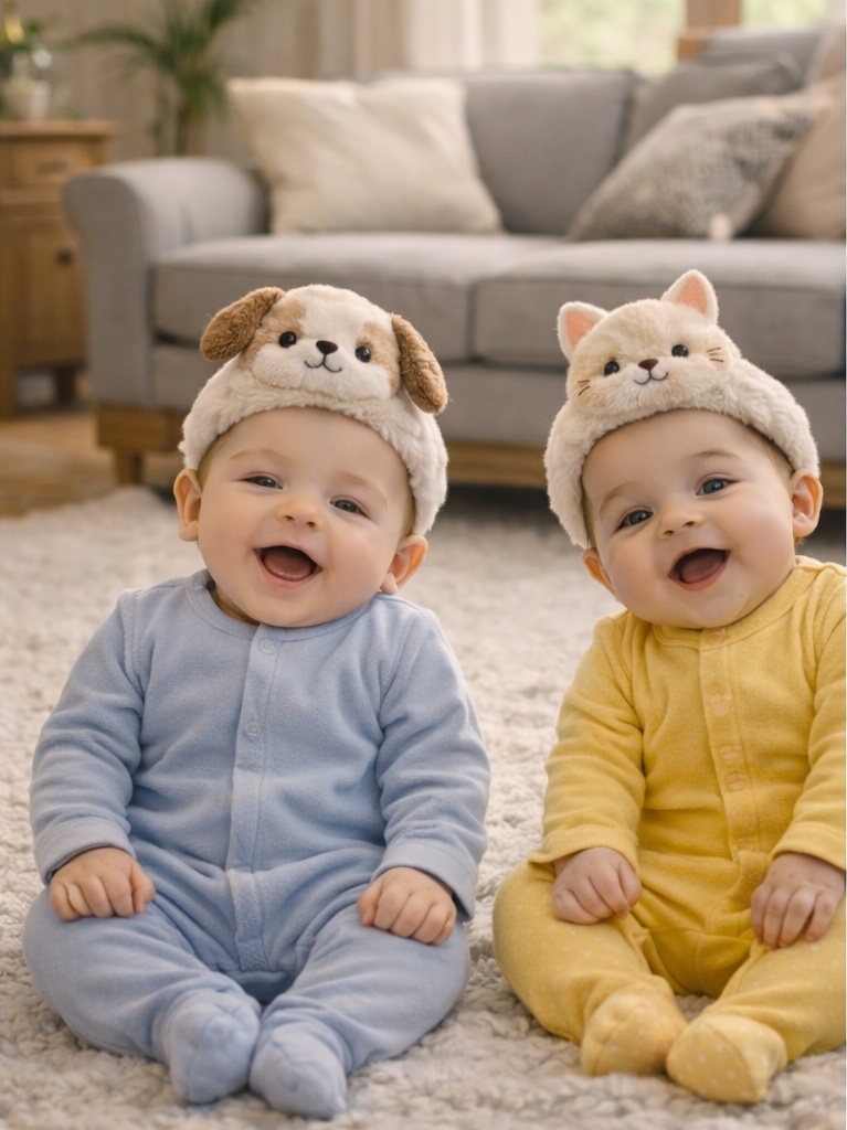 3D Plush Cat Baby Headband – Soft Kitty Face Newborn Photo Accessory