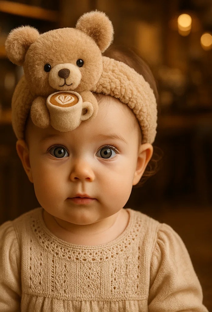 Latte Cup Bear Headband for Baby Gifts – Premium Plush Design