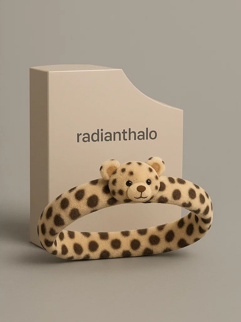 Smiling Leopard Baby Headband – Soft Jungle Plush Ears