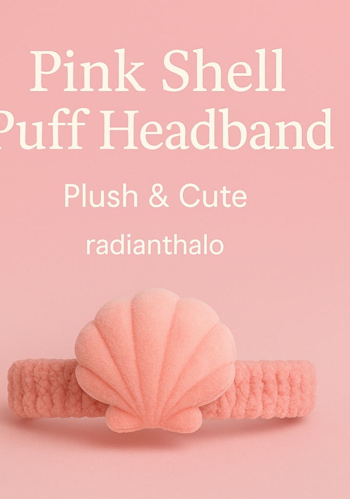 Pink Shell Puff Baby Headband - Elegant and Plush