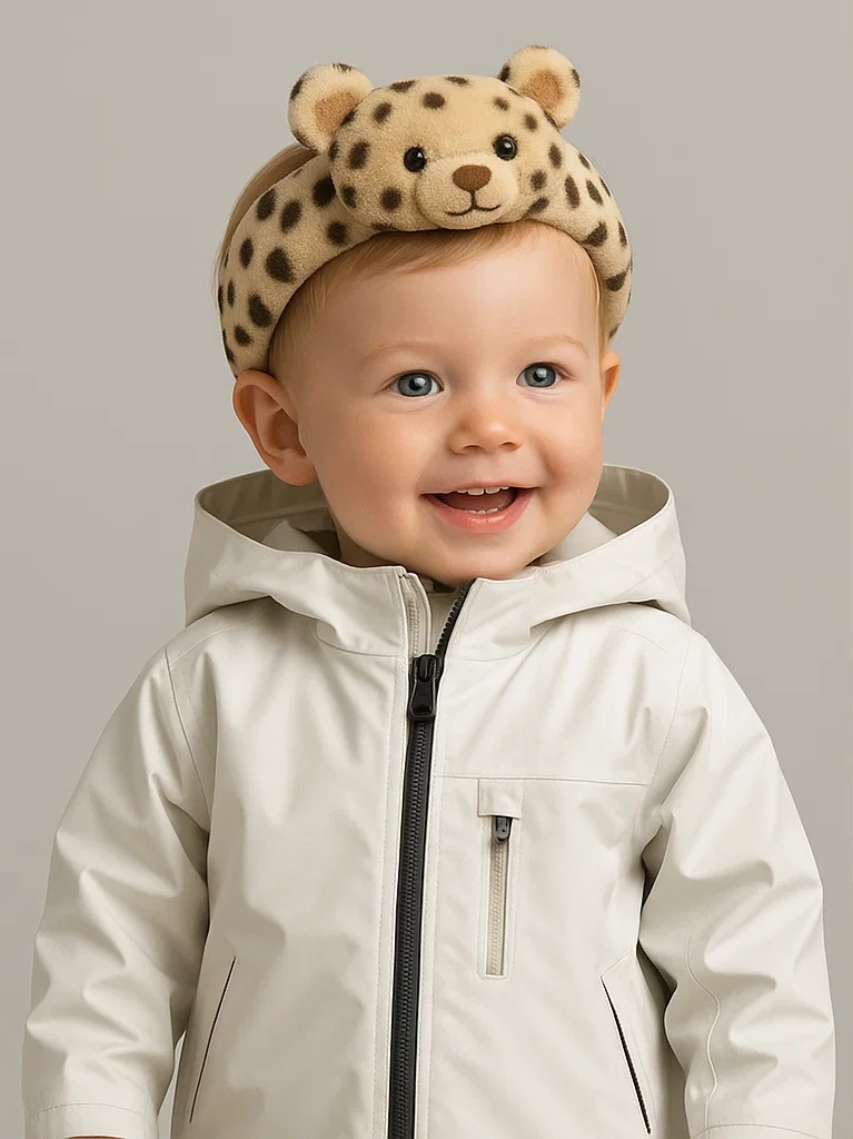 Smiling Leopard Baby Headband – Soft Jungle Plush Ears